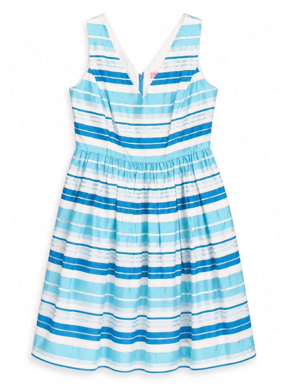 NWOT Lilly Pulitzer Turquoise Blue & White Striped Midi Dress 100% Silk Lined